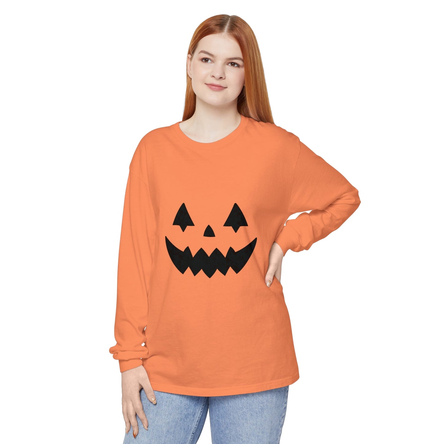 Pumpkin Face Simple Unisex Long Sleeve T-Shirt - Witcheasy