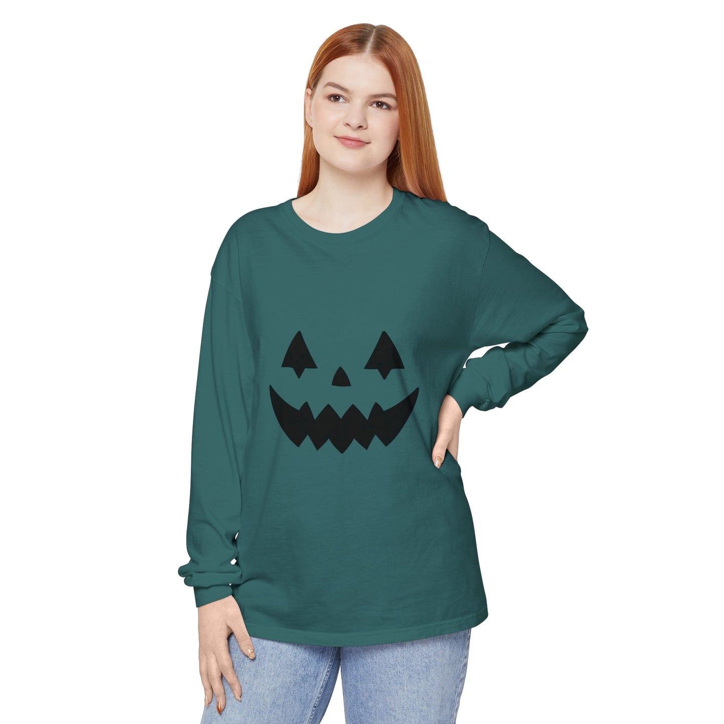 Pumpkin Face Simple Unisex Long Sleeve T-Shirt - Witcheasy