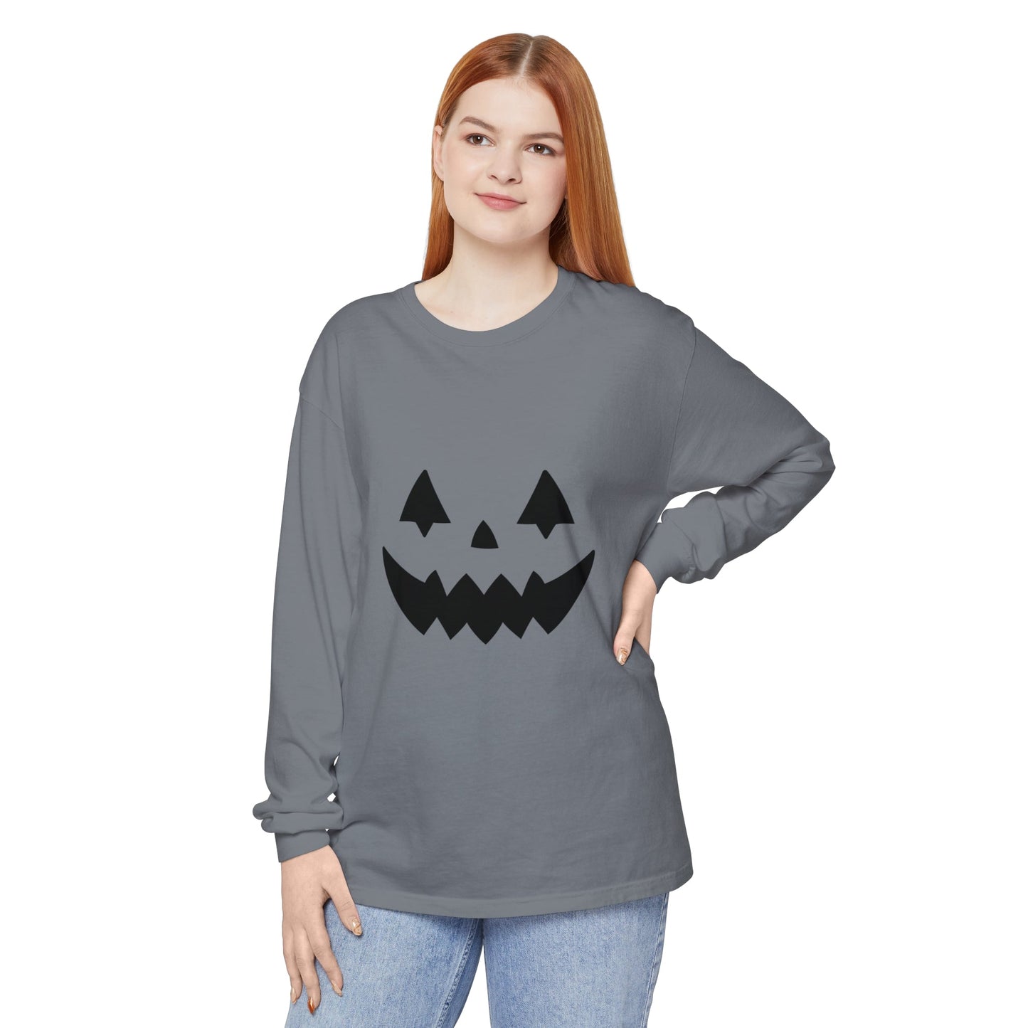 Pumpkin Face Simple Unisex Long Sleeve T-Shirt - Witcheasy