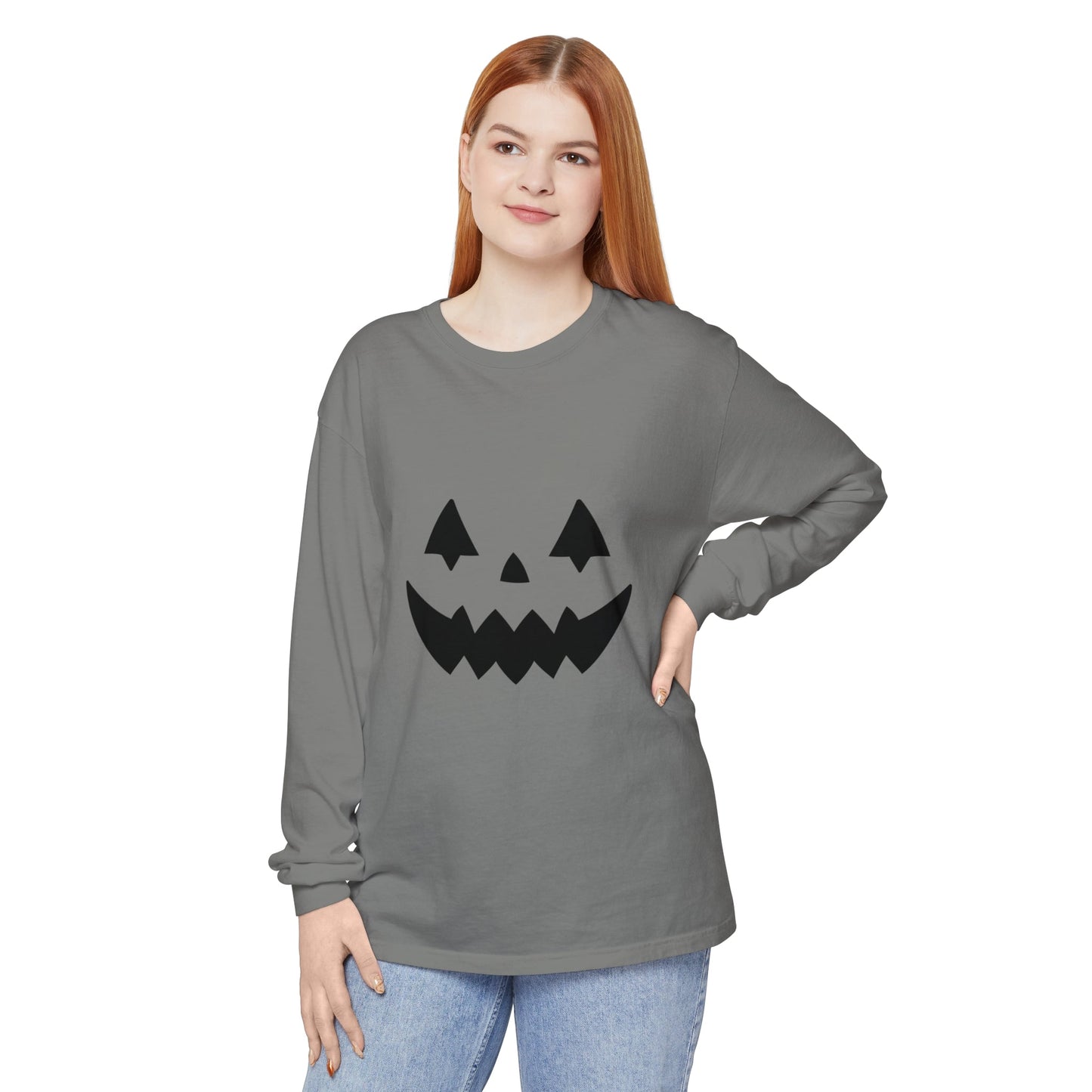 Pumpkin Face Simple Unisex Long Sleeve T-Shirt - Witcheasy