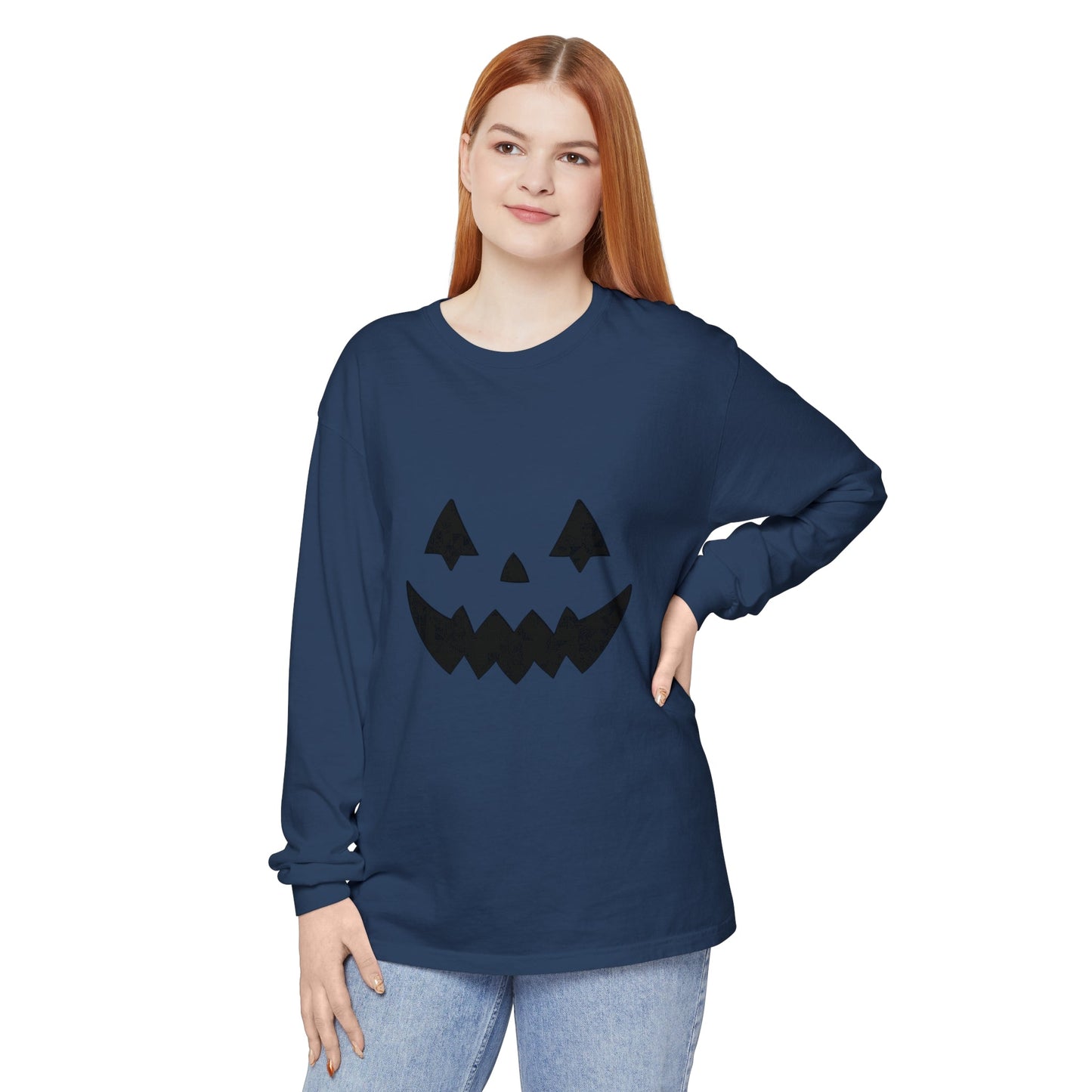 Pumpkin Face Simple Unisex Long Sleeve T-Shirt - Witcheasy