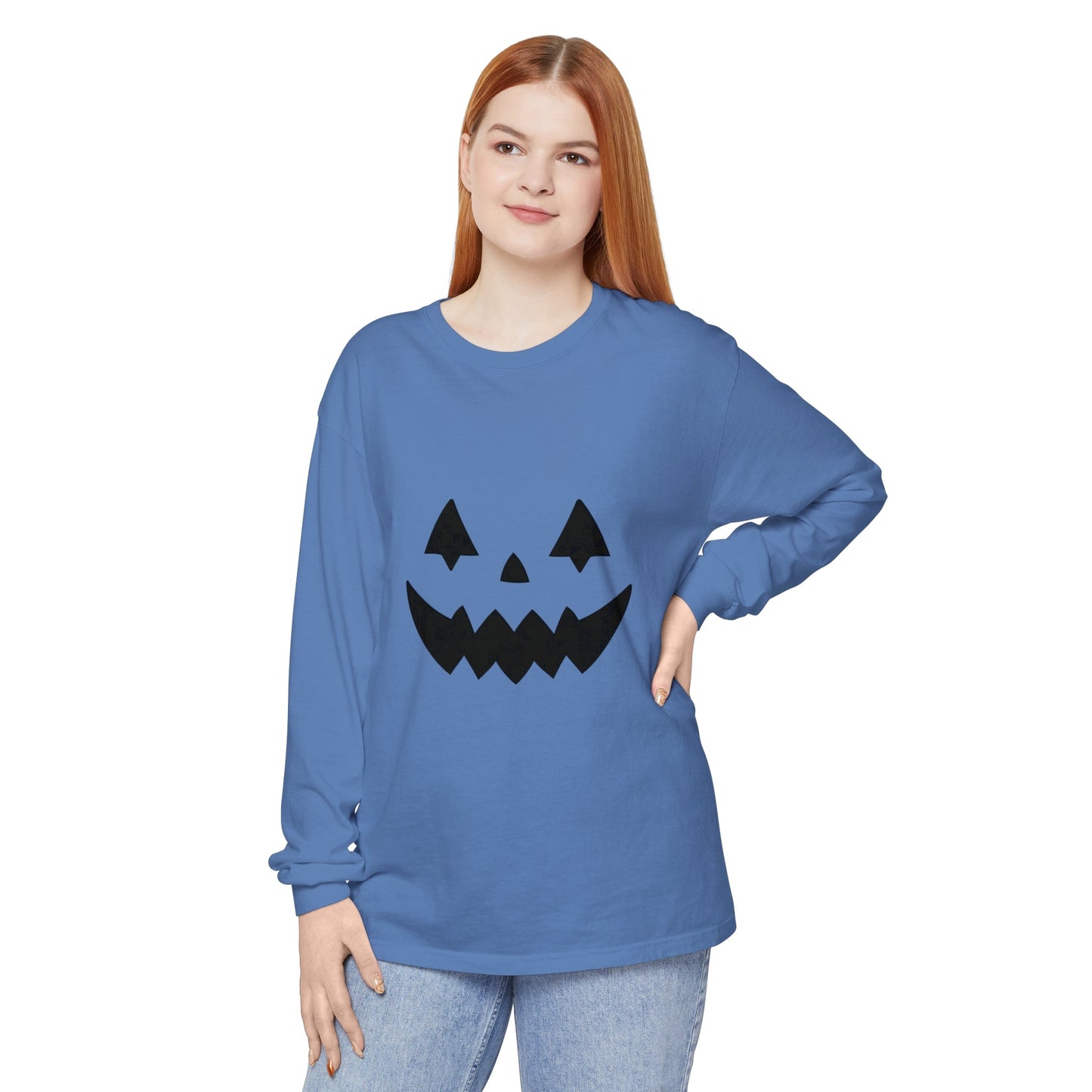 Pumpkin Face Simple Unisex Long Sleeve T-Shirt - Witcheasy