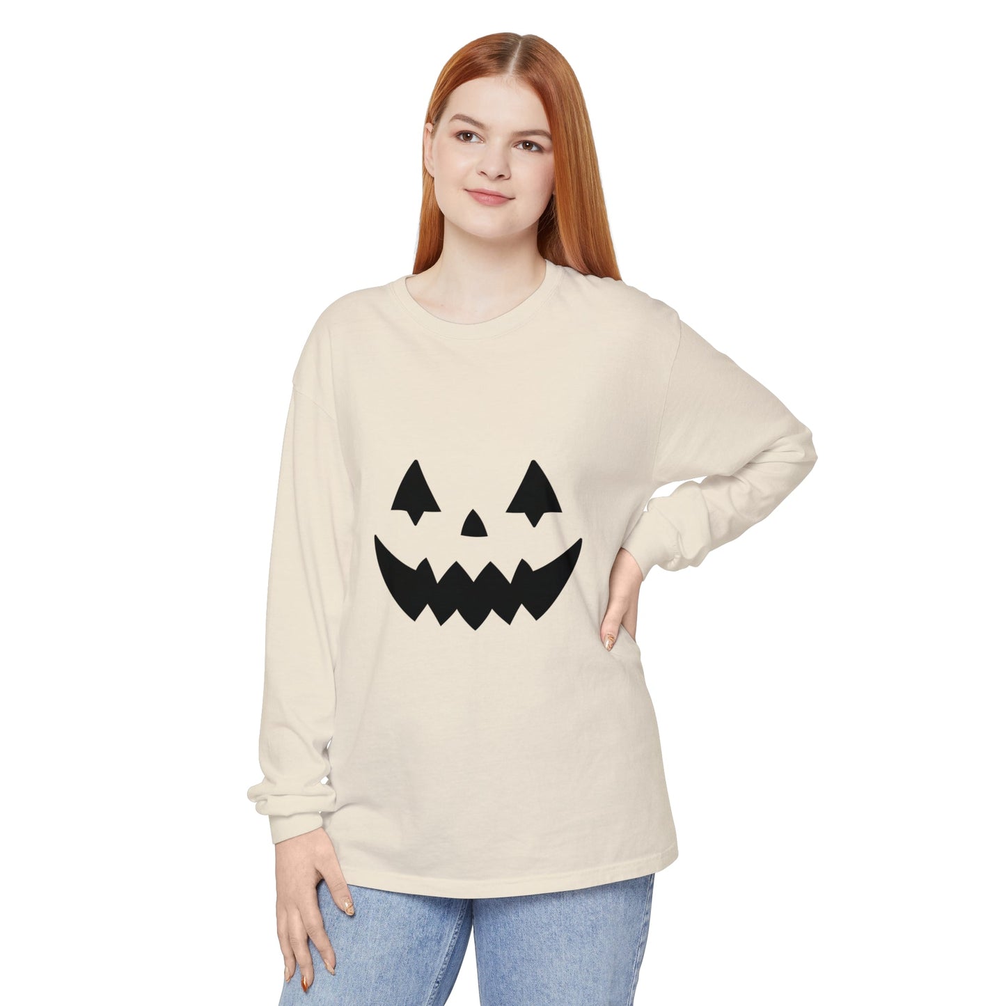 Pumpkin Face Simple Unisex Long Sleeve T-Shirt - Witcheasy