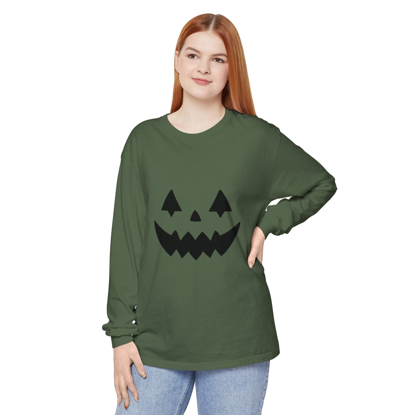 Pumpkin Face Simple Unisex Long Sleeve T-Shirt - Witcheasy