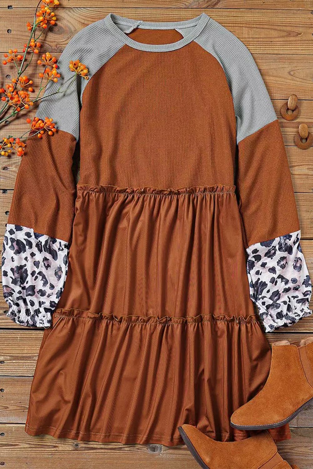 Round Neck Frill Trim Dress - Witcheasy