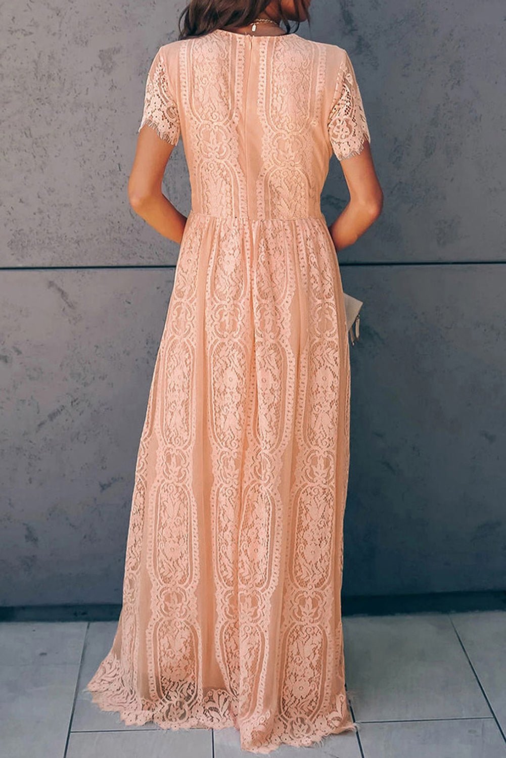 Scalloped Trim Lace Plunge Dress - Witcheasy
