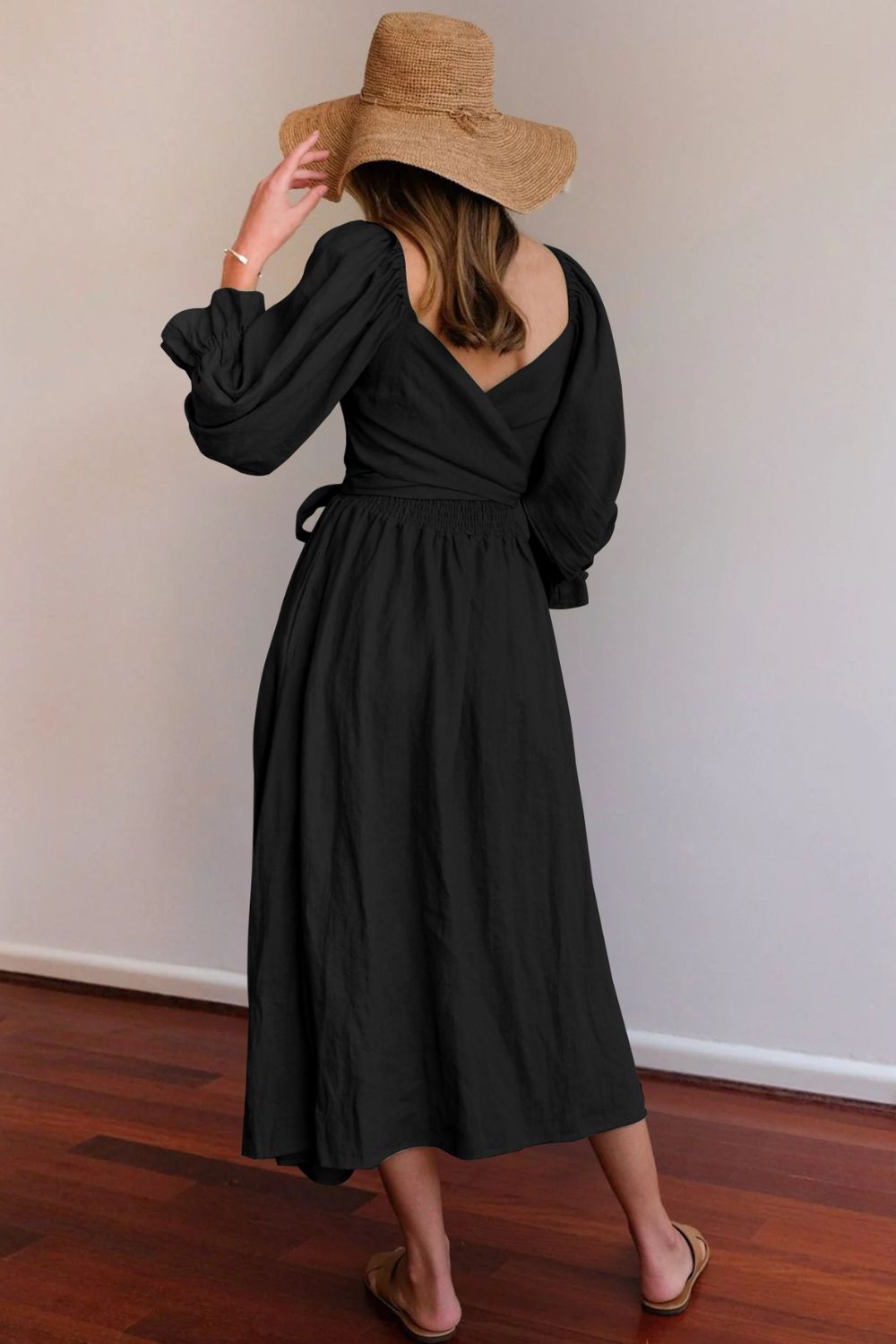 Smocked Square Neck Flounce Sleeve Dress - Witcheasy
