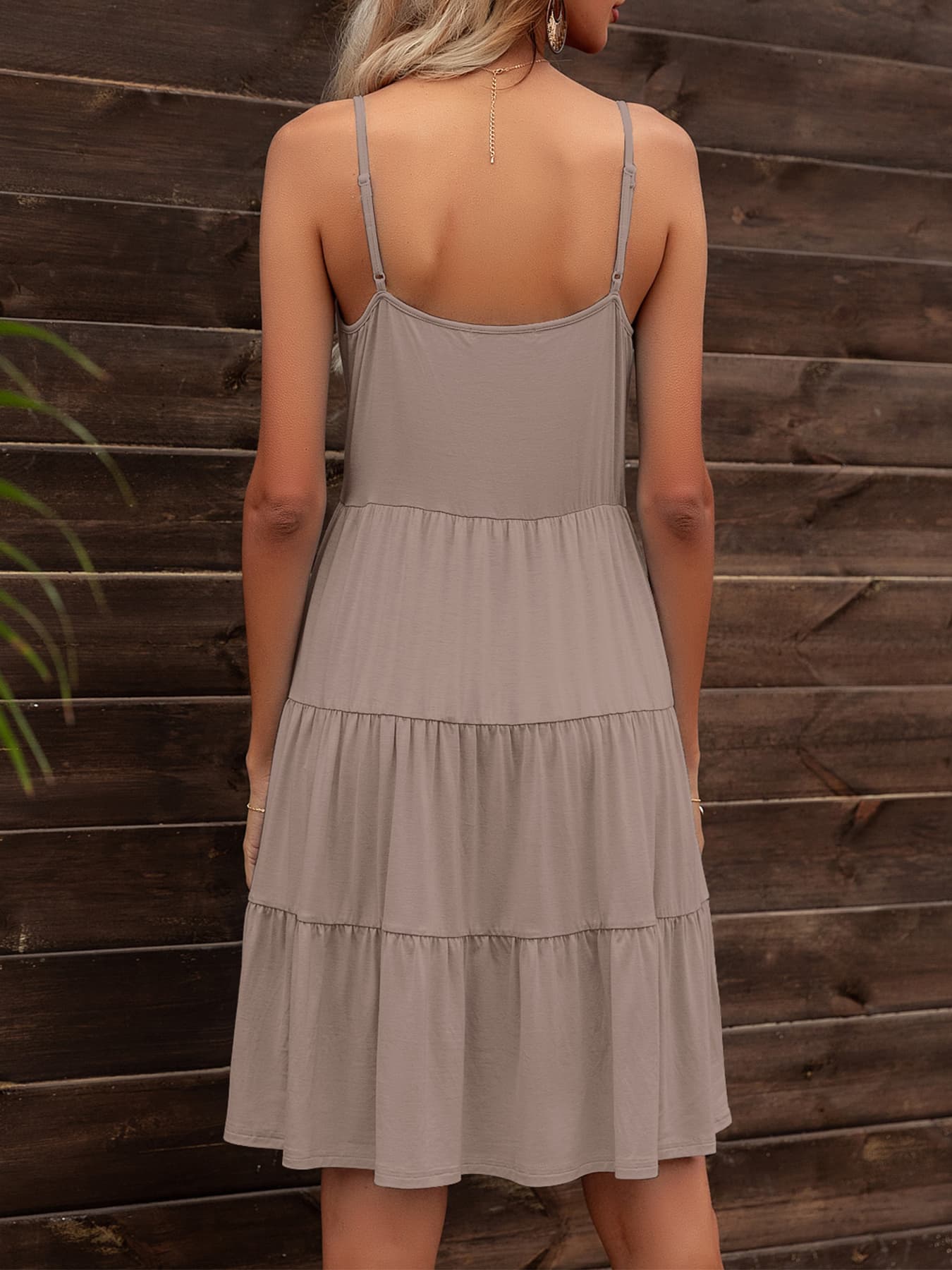Spaghetti Strap V-Neck Tiered Dress - Witcheasy
