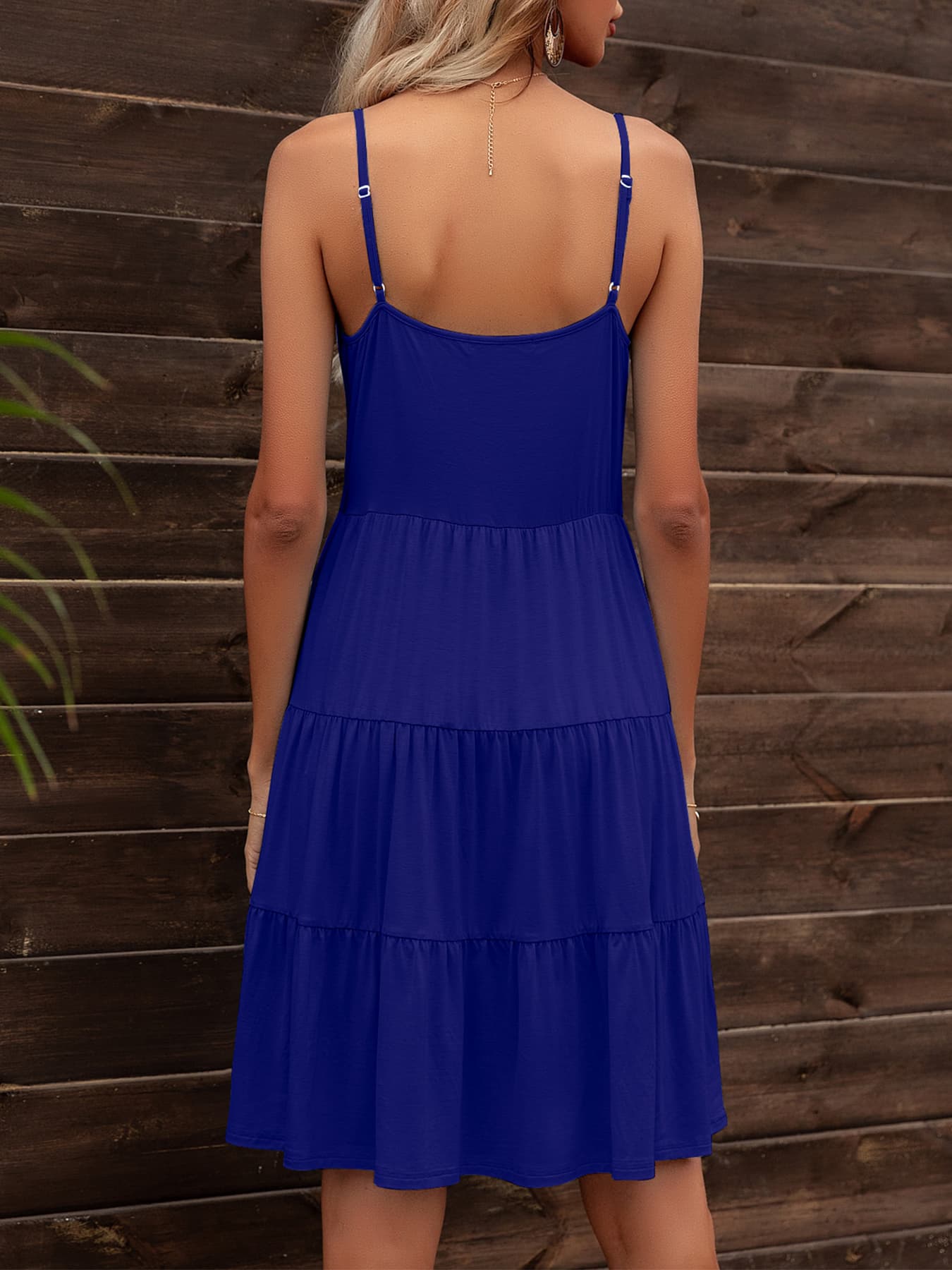 Spaghetti Strap V-Neck Tiered Dress - Witcheasy