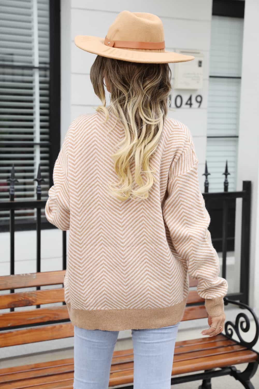 Striped V-Neck Dropped Shoulder Button-Up Cardigan - Witcheasy