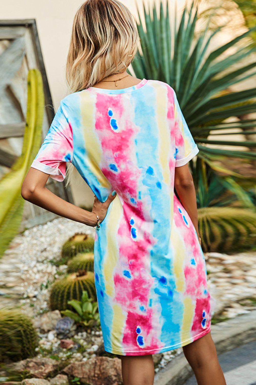 Twisted V-Neck Short Sleeve Dress - Witcheasy
