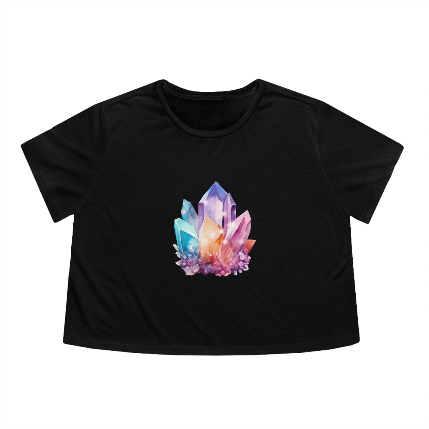 Watercolor Crystals Women's Flowy Cropped Tee - Witcheasy