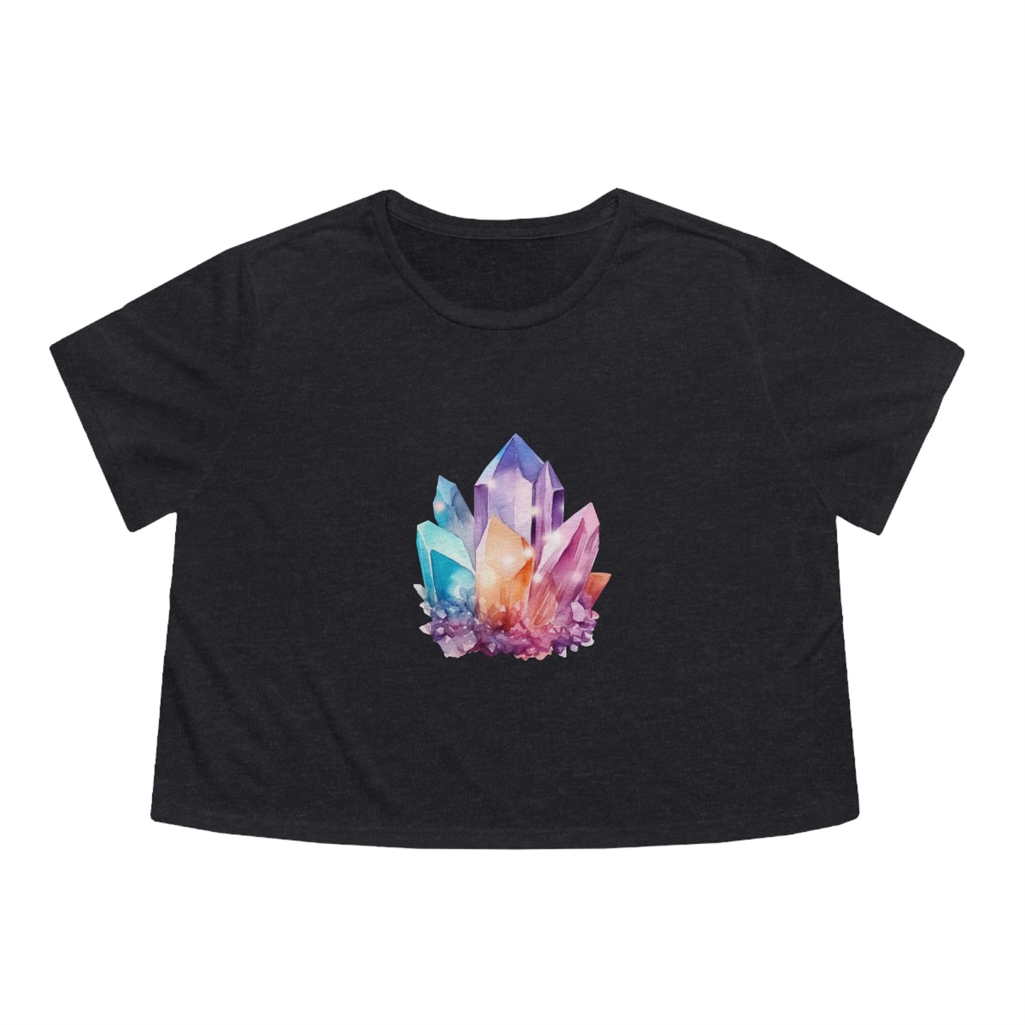 Watercolor Crystals Women's Flowy Cropped Tee - Witcheasy