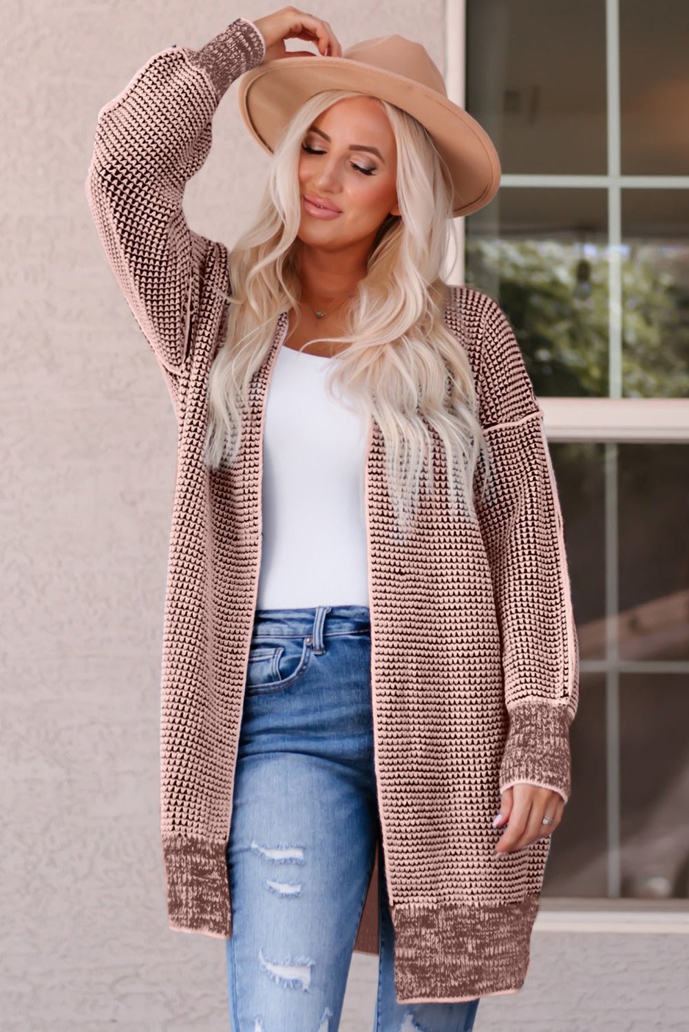 Woven Right Heathered Open Front Longline Cardigan - Witcheasy