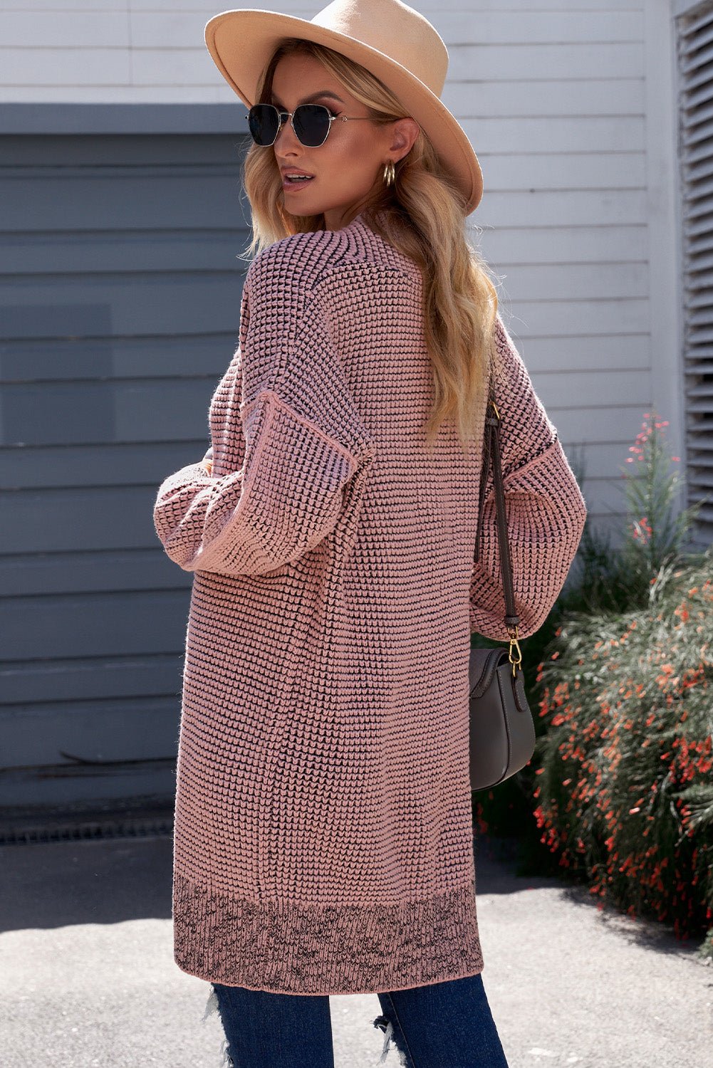 Woven Right Heathered Open Front Longline Cardigan - Witcheasy