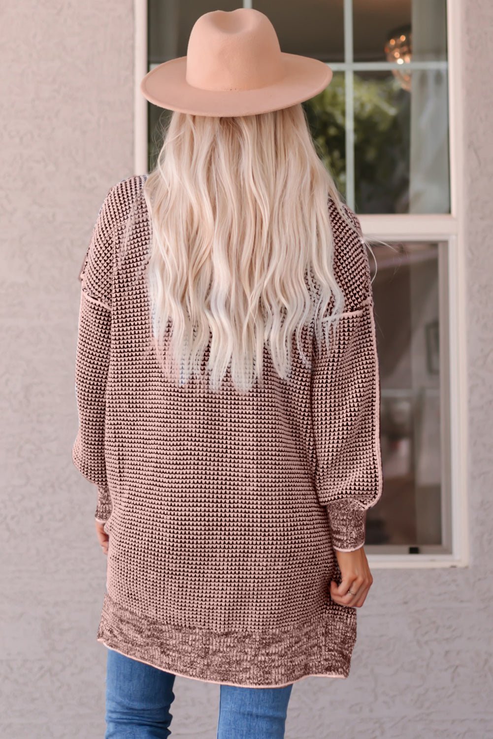 Woven Right Heathered Open Front Longline Cardigan - Witcheasy