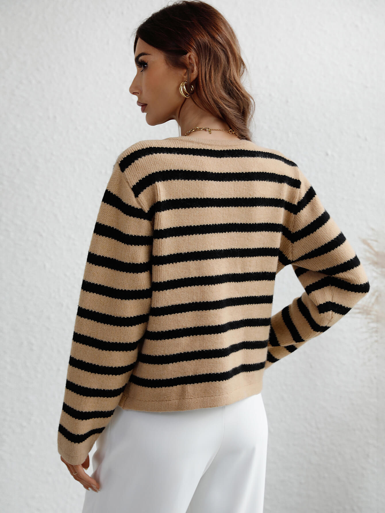 Woven Right Striped Button Front Cardigan - Witcheasy