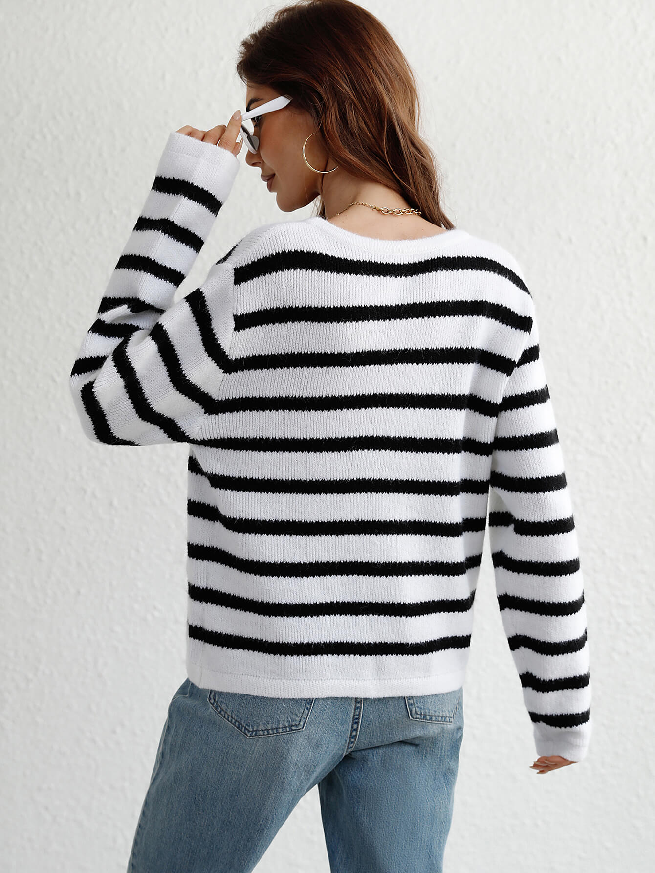 Woven Right Striped Button Front Cardigan - Witcheasy