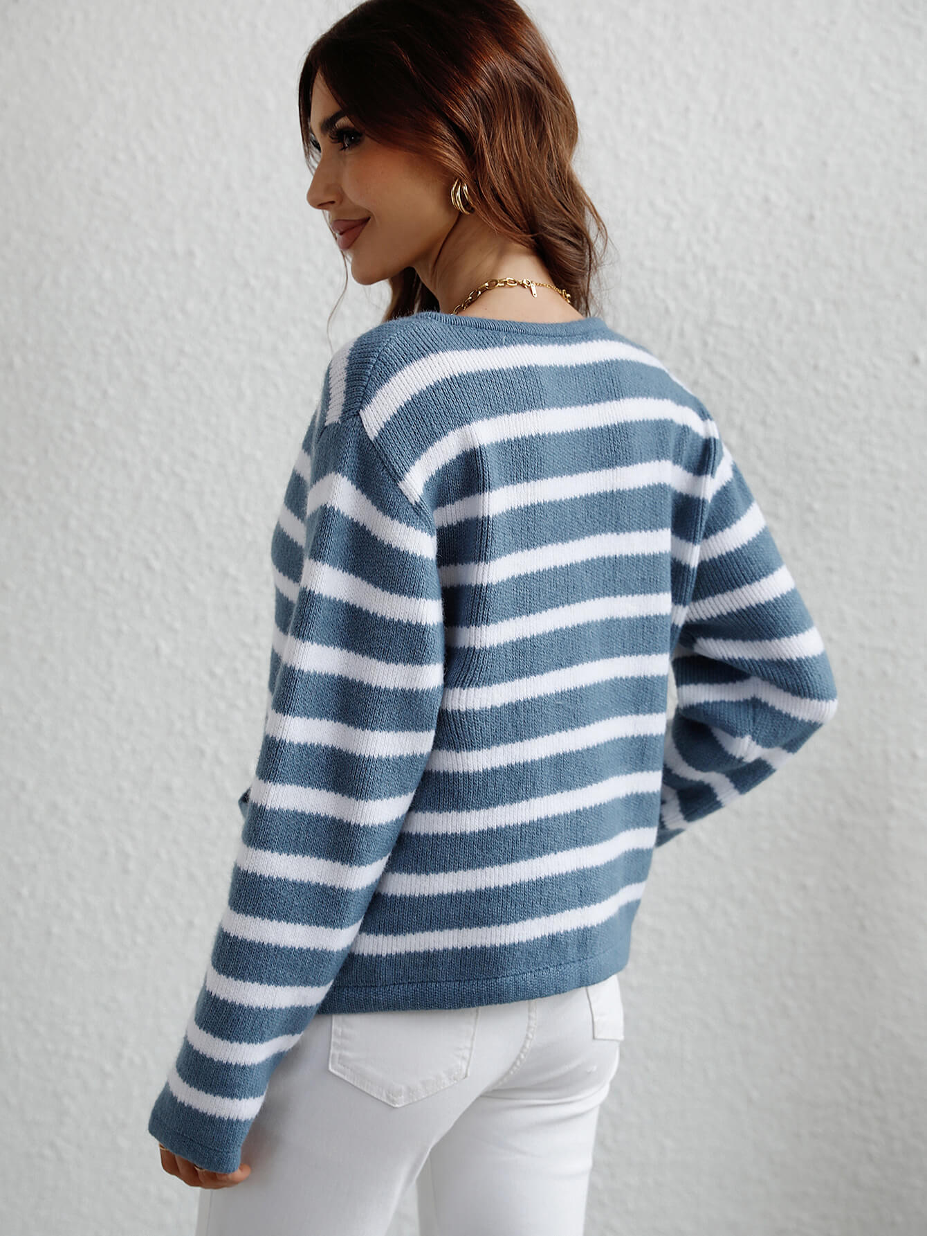 Woven Right Striped Button Front Cardigan - Witcheasy