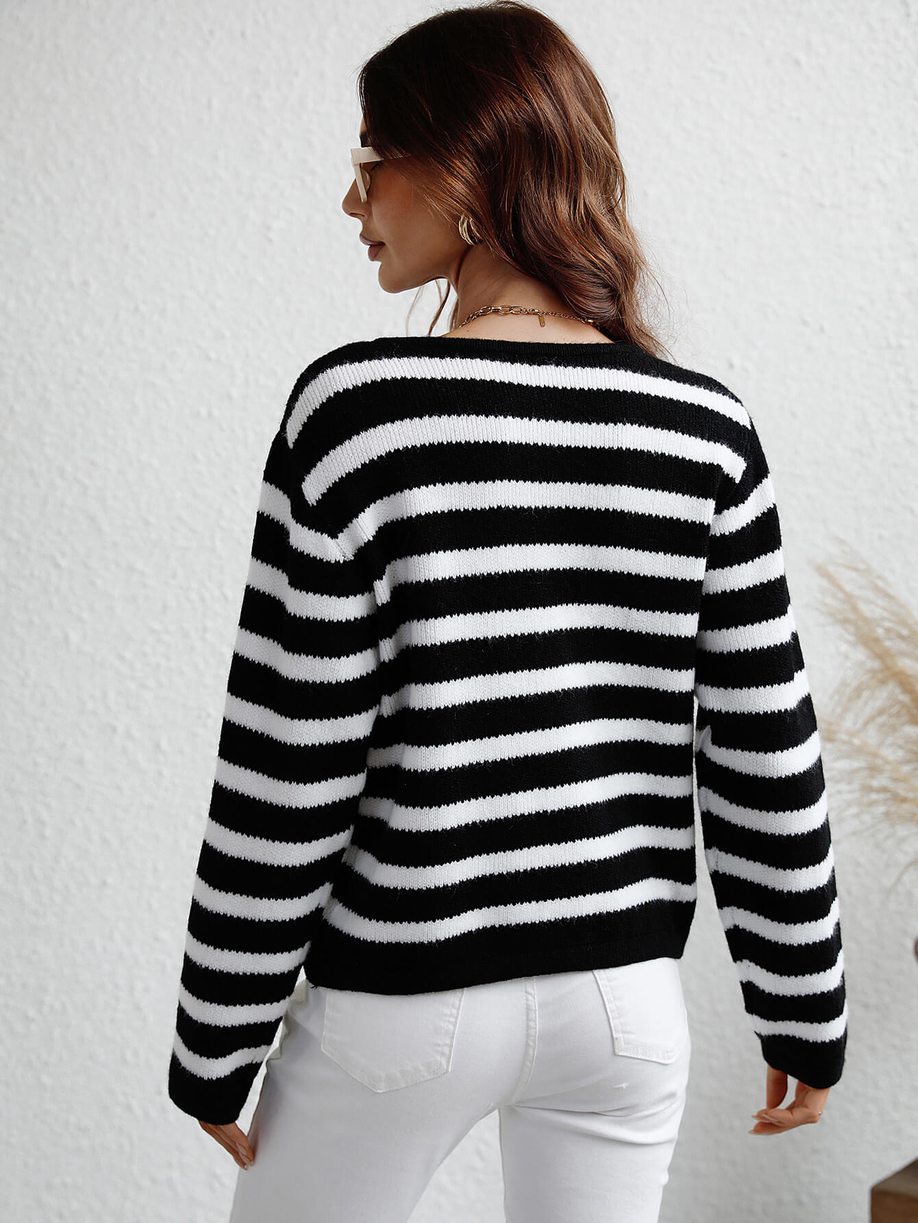 Woven Right Striped Button Front Cardigan - Witcheasy