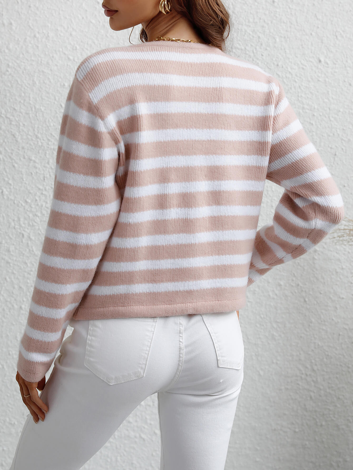 Woven Right Striped Button Front Cardigan - Witcheasy