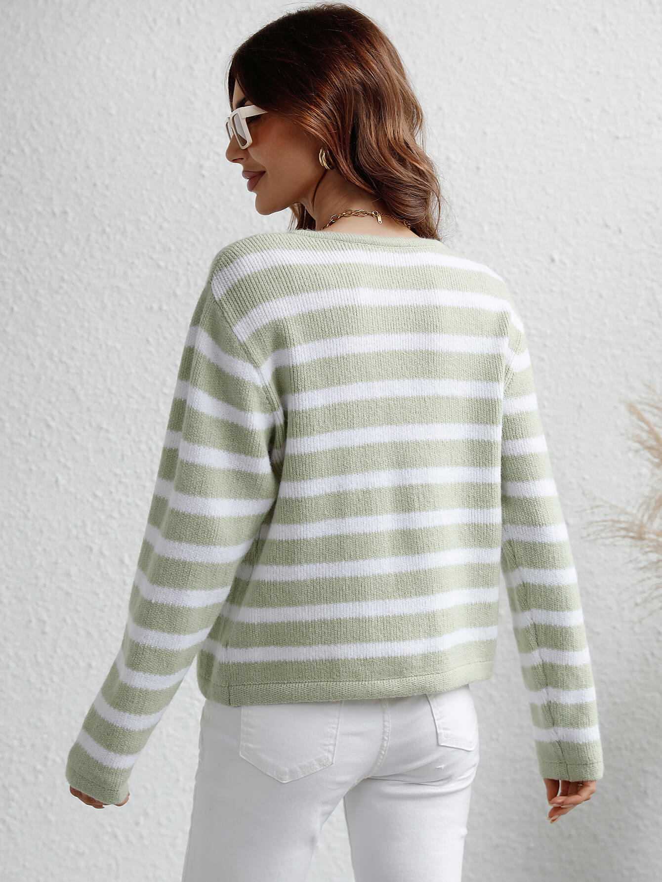 Woven Right Striped Button Front Cardigan - Witcheasy