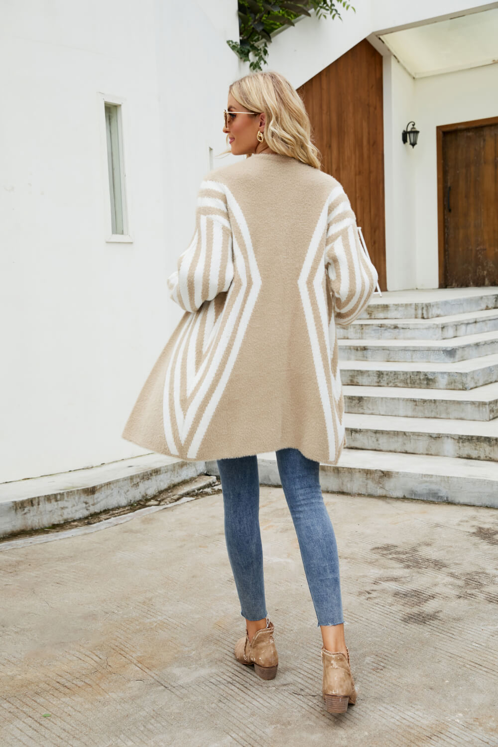 Woven Right Two-Tone Open Front Fuzzy Longline Cardigan - Witcheasy