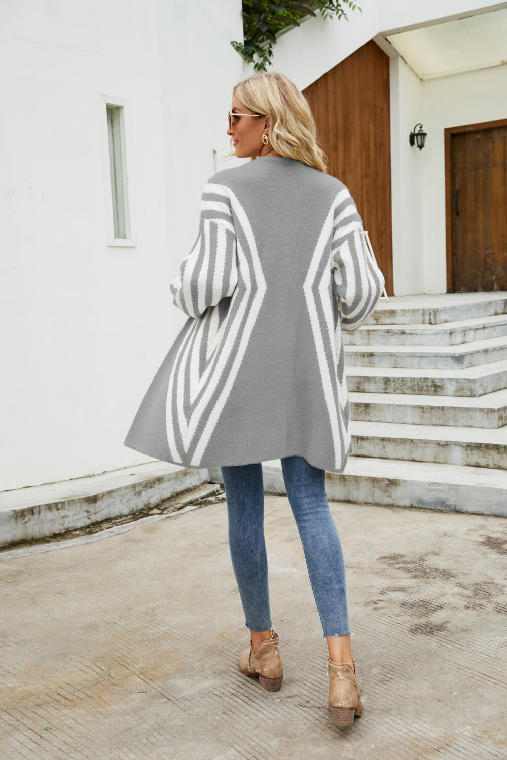 Woven Right Two-Tone Open Front Fuzzy Longline Cardigan - Witcheasy