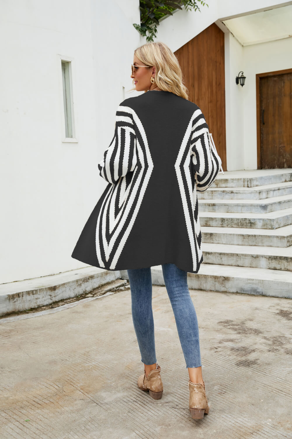 Woven Right Two-Tone Open Front Fuzzy Longline Cardigan - Witcheasy