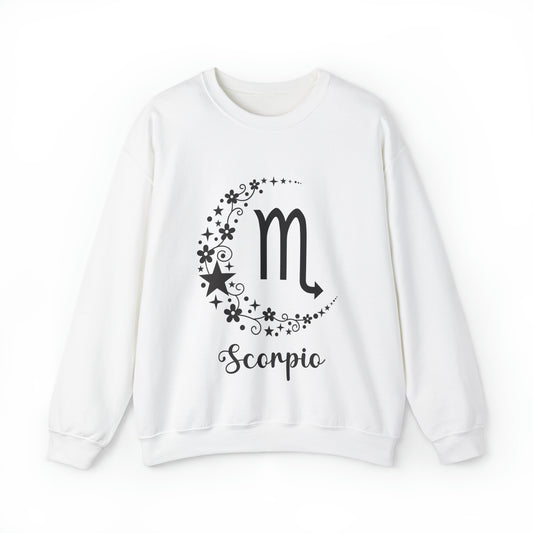 Scorpio Floral Moon Zodiac Unisex Heavy Blend™ Crewneck Sweatshirt