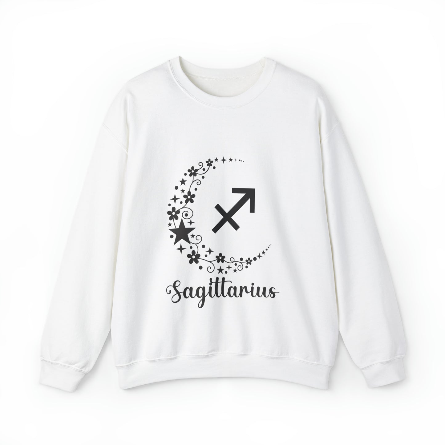 Sagittarius Floral Moon Zodiac Unisex Heavy Blend™ Crewneck Sweatshirt