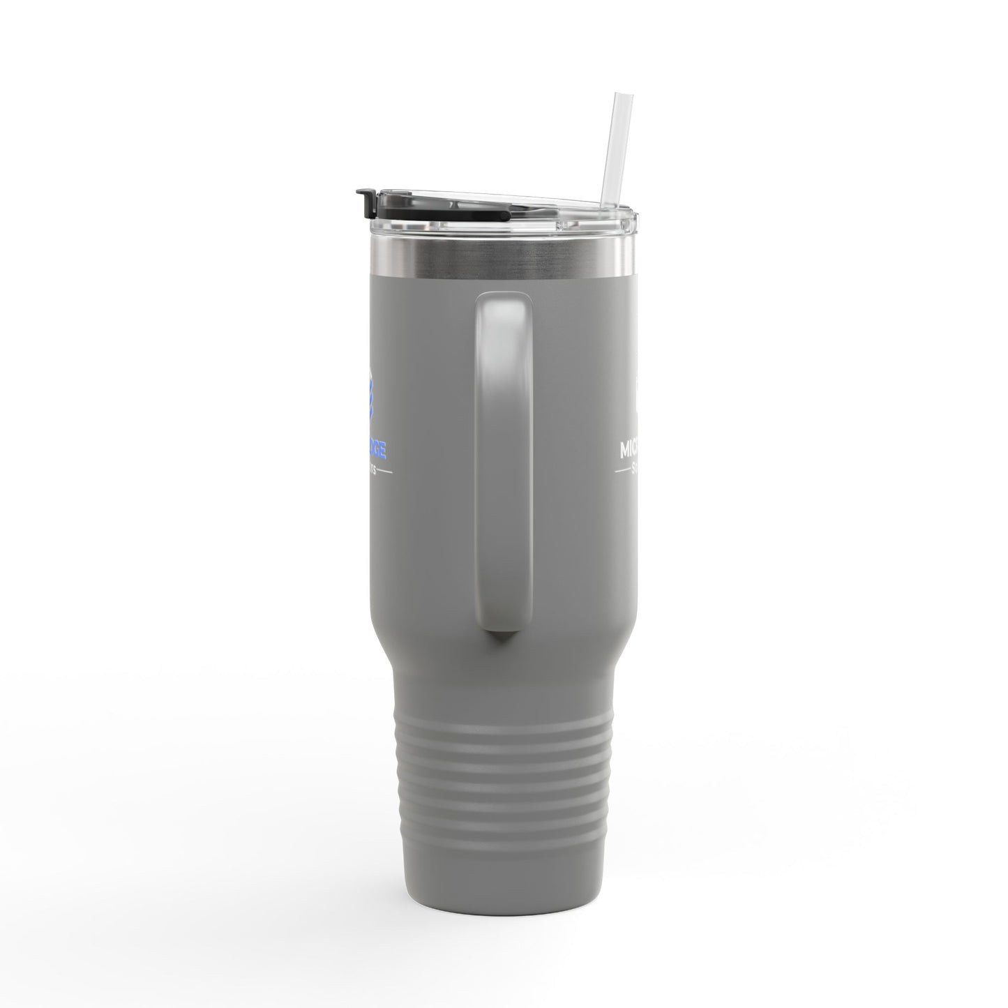 40oz Insulated Travel Mug with Handle — Micro Edge Solutions Logo Tumbler, Stainless Steel Vacuum Travel Cup