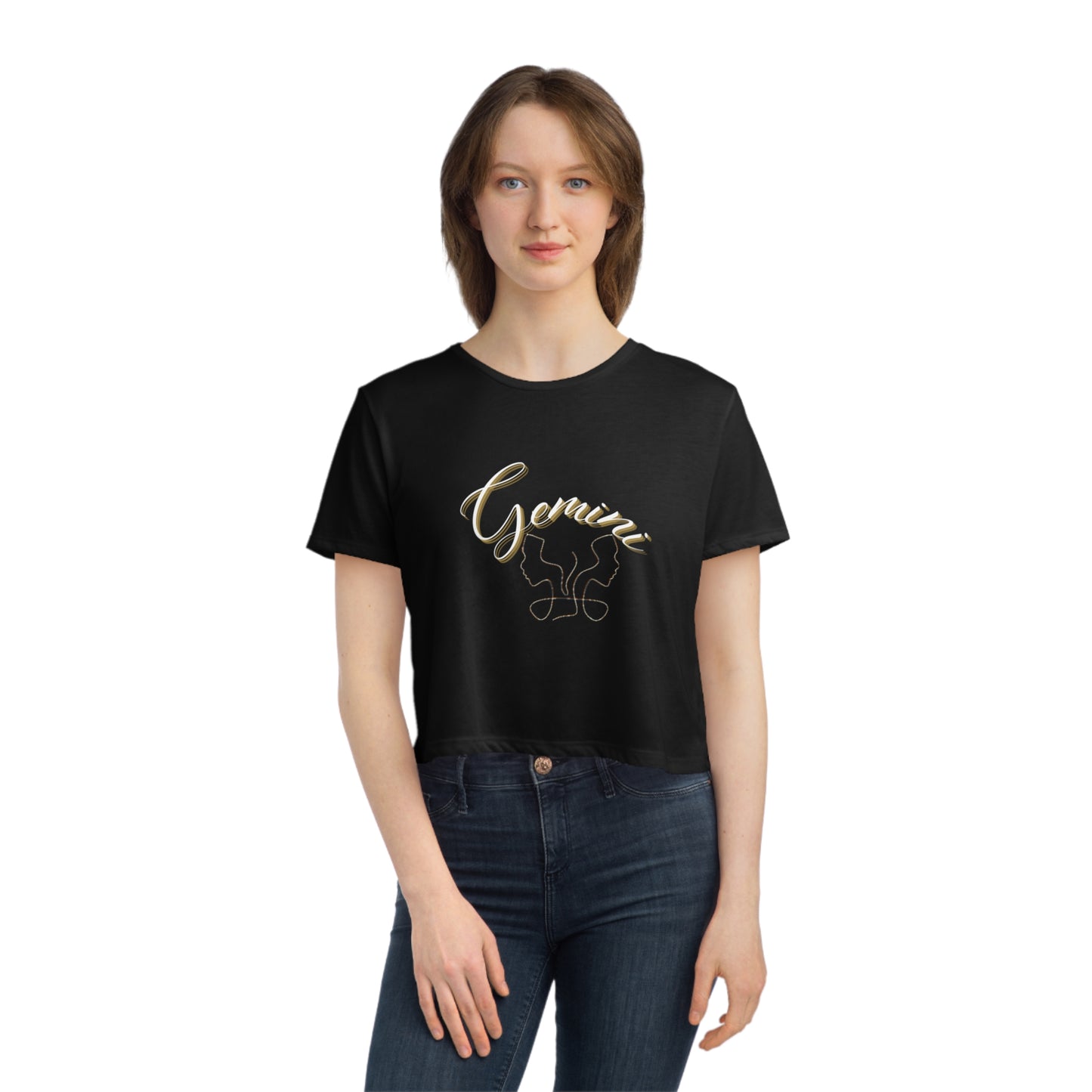 Gemini Zodiac Flowy Cropped Tee