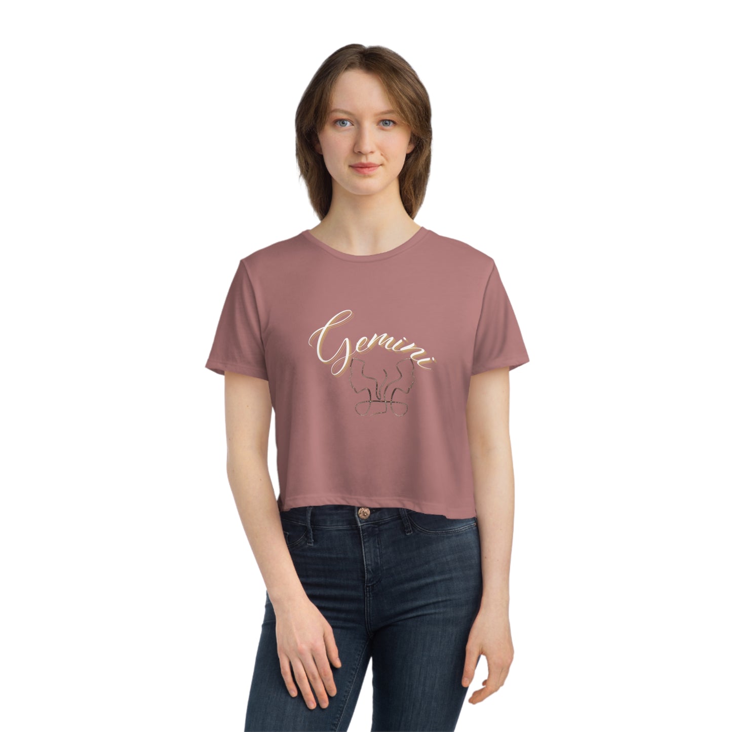 Gemini Zodiac Flowy Cropped Tee