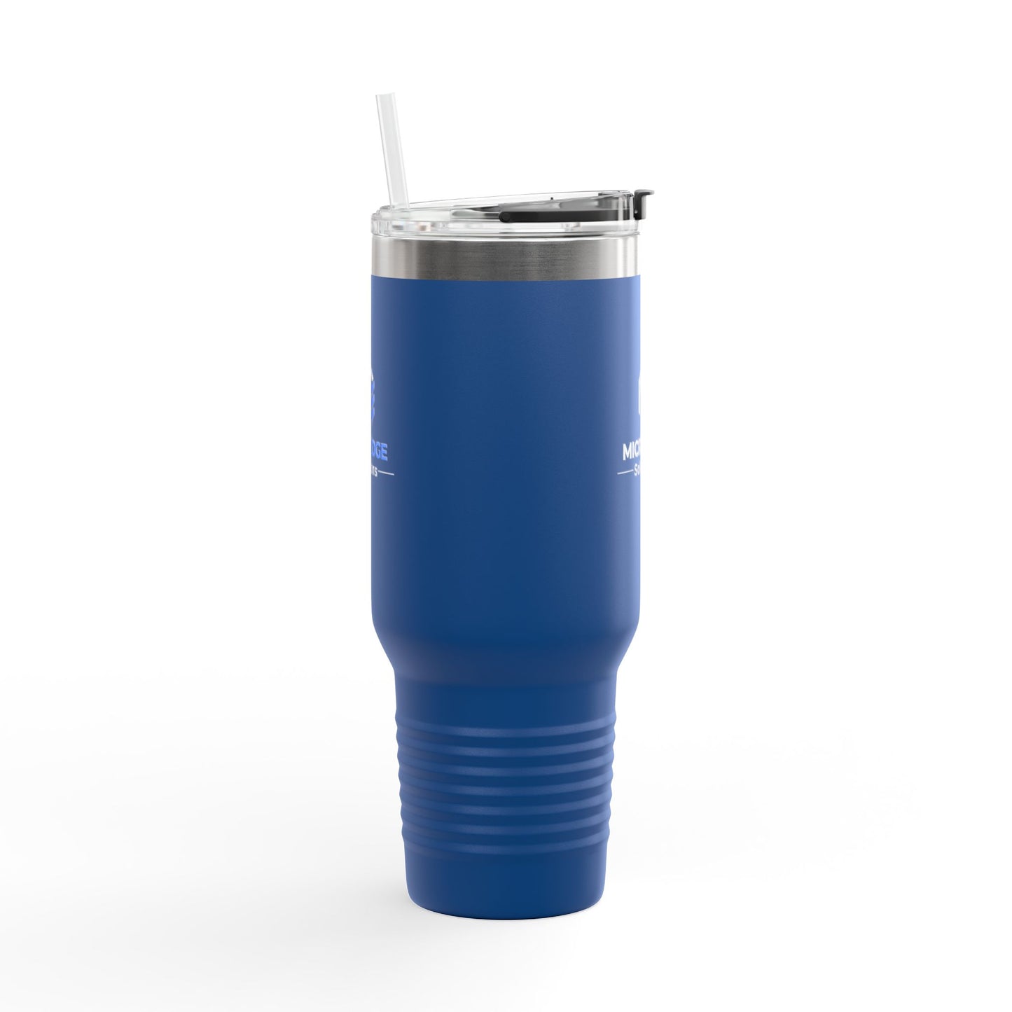 40oz Insulated Travel Mug with Handle — Micro Edge Solutions Logo Tumbler, Stainless Steel Vacuum Travel Cup