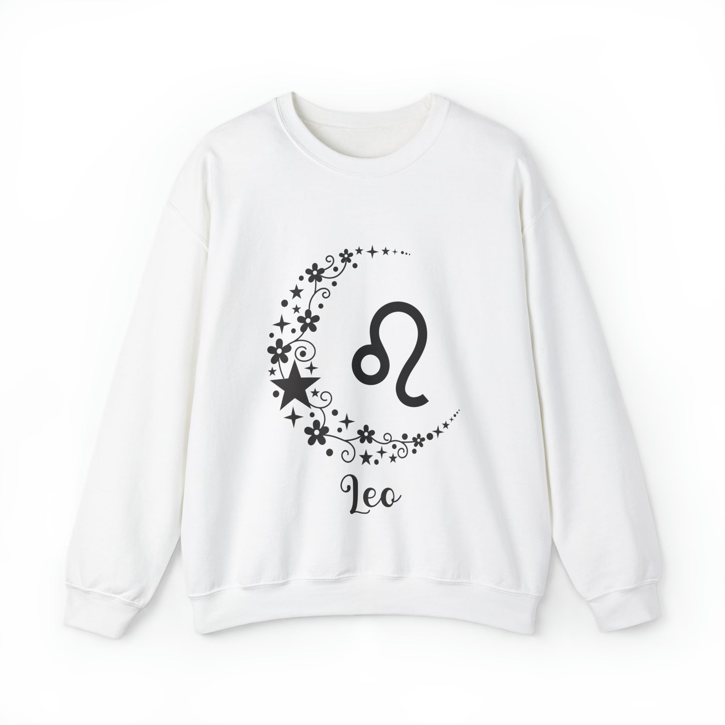 Leo Floral Moon Zodiac Unisex Heavy Blend™ Crewneck Sweatshirt