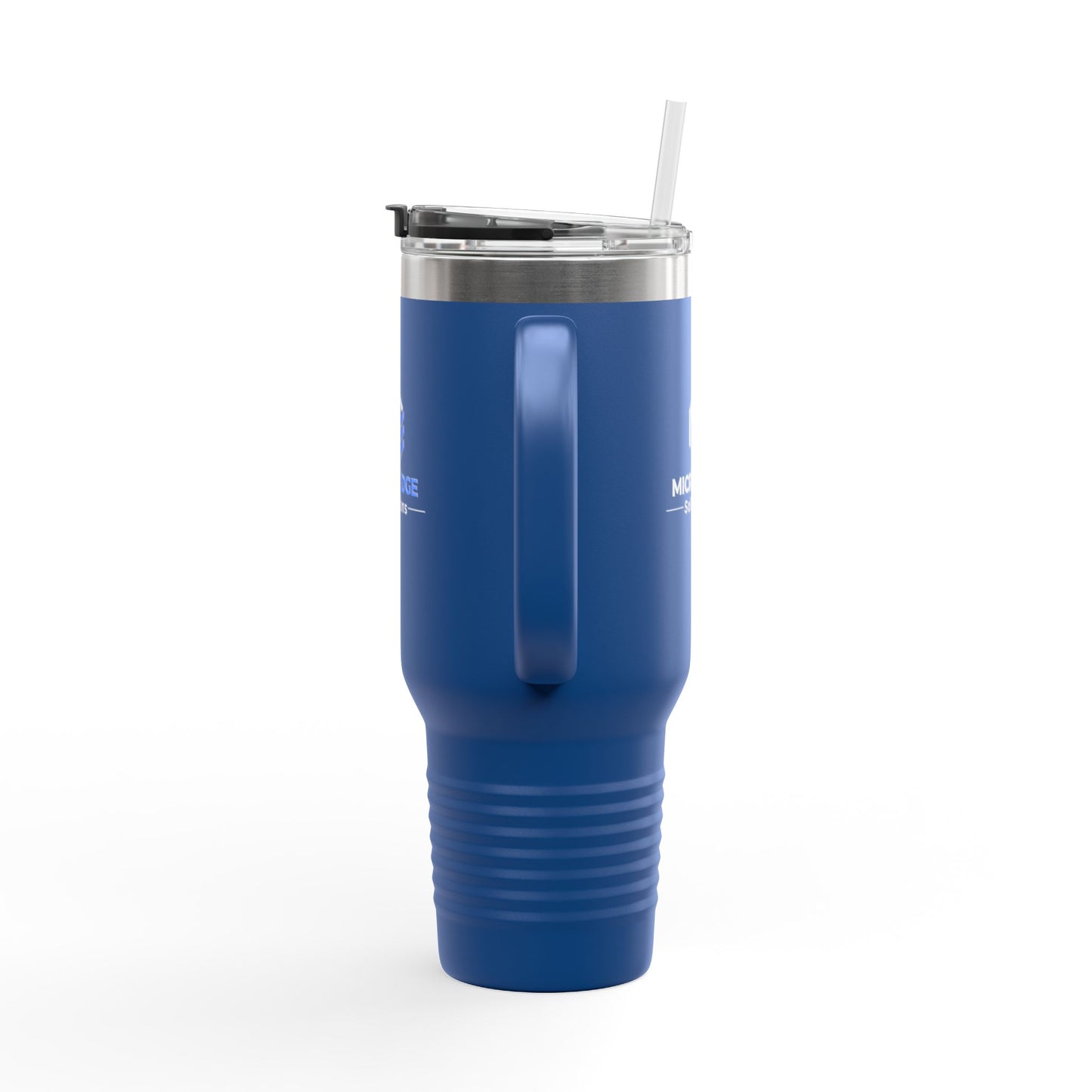 40oz Insulated Travel Mug with Handle — Micro Edge Solutions Logo Tumbler, Stainless Steel Vacuum Travel Cup