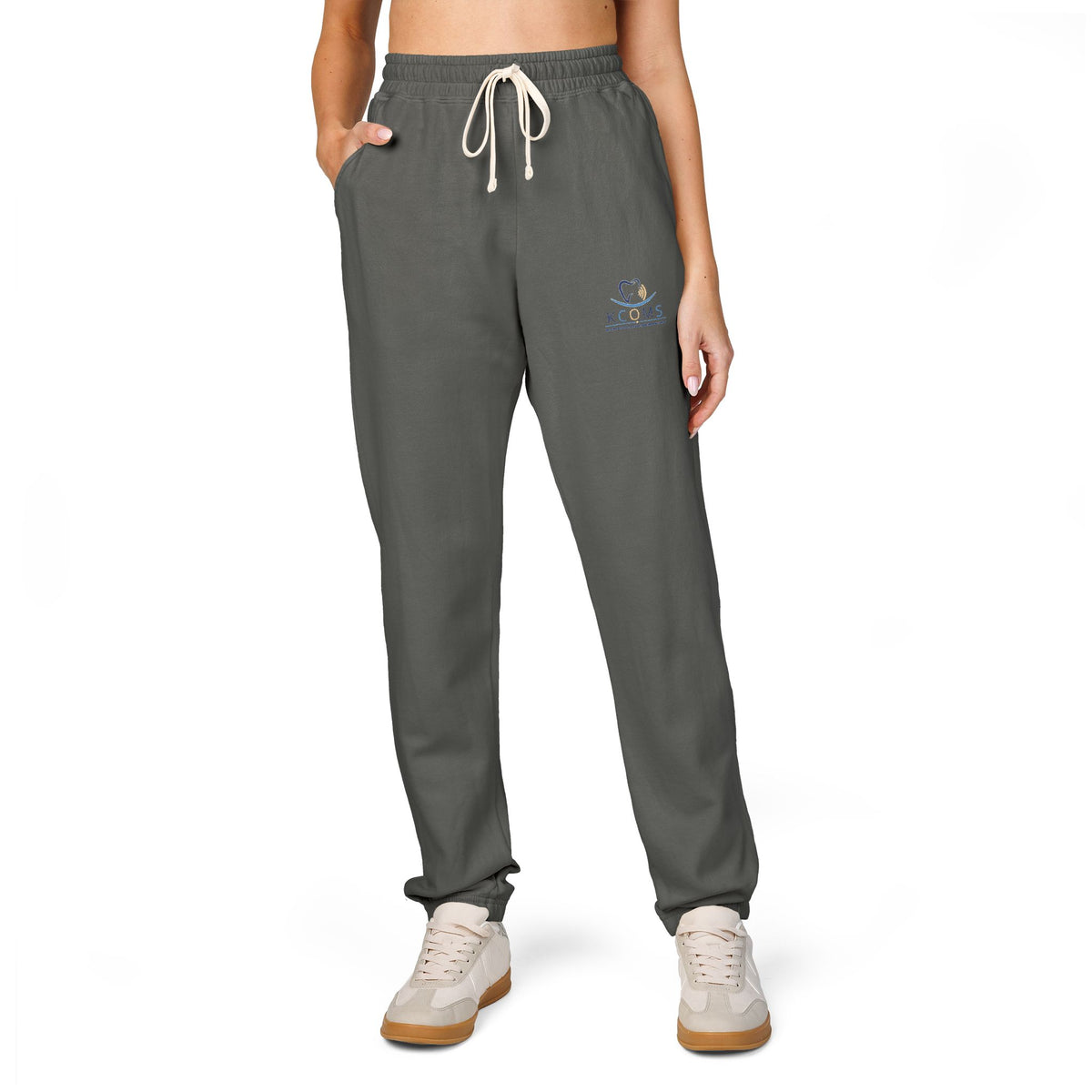 Cozy Night Sky Sweatpants — Embroidered Moon & Stars Fleece Joggers