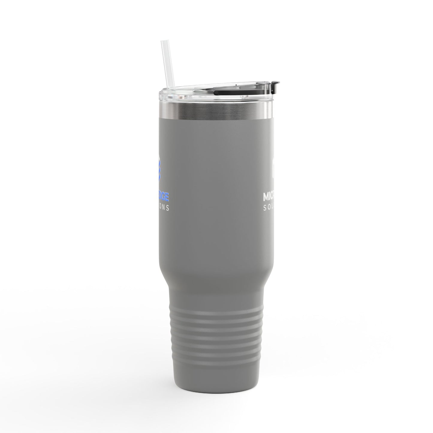 40oz Insulated Travel Mug with Handle — Micro Edge Solutions Logo Tumbler, Stainless Steel Vacuum Travel Cup