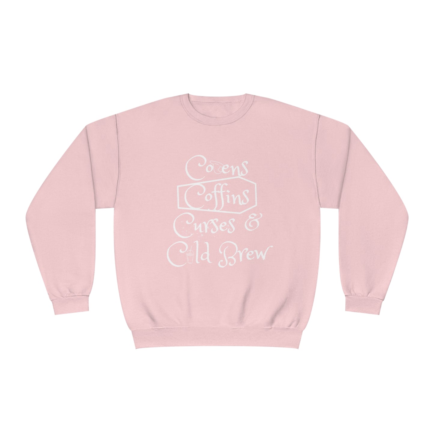 Covens, Coffins, Curses and Cold Brew Unisex Crewneck Sweatshirt