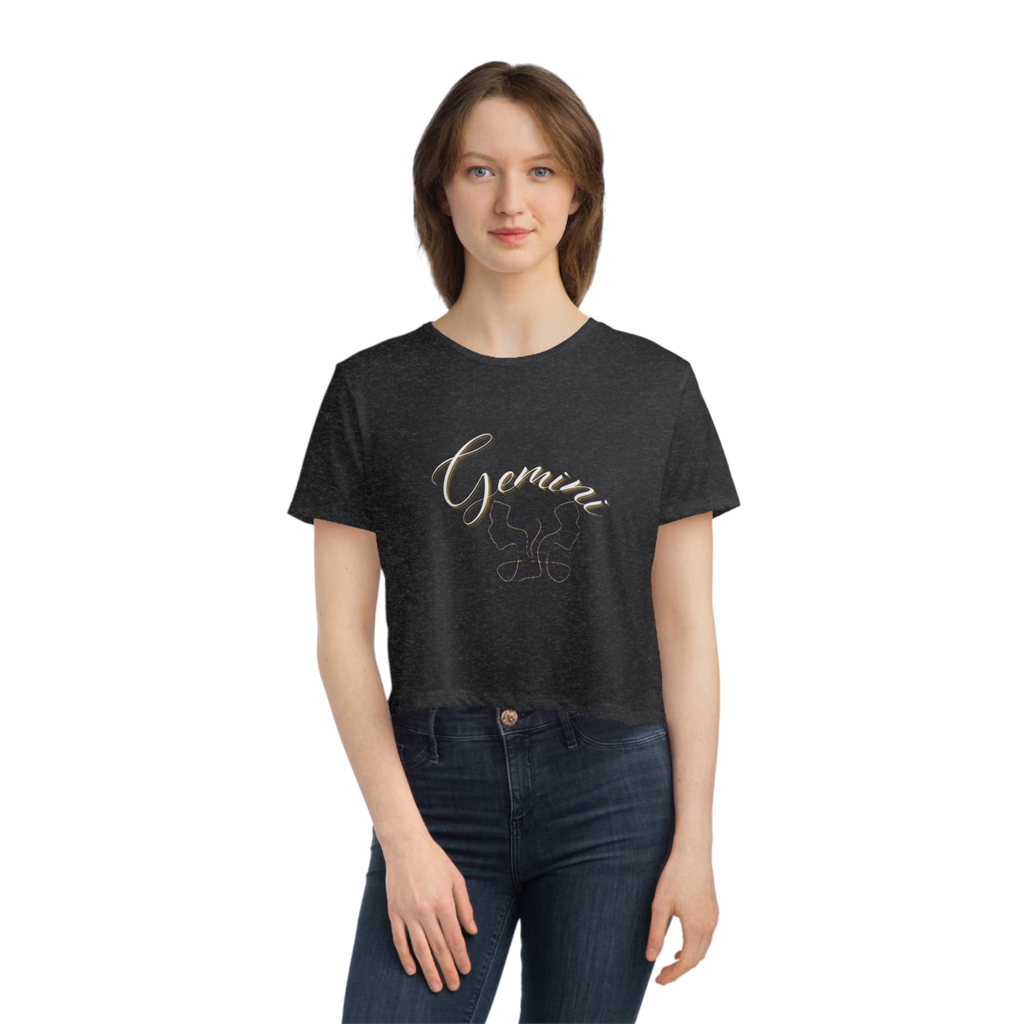 Gemini Zodiac Flowy Cropped Tee