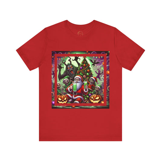 Krampus and Santa Shirt Funny Halloween Christmas Party Tee xMasWeen Krampus Party Santa Party Holiday Smashup