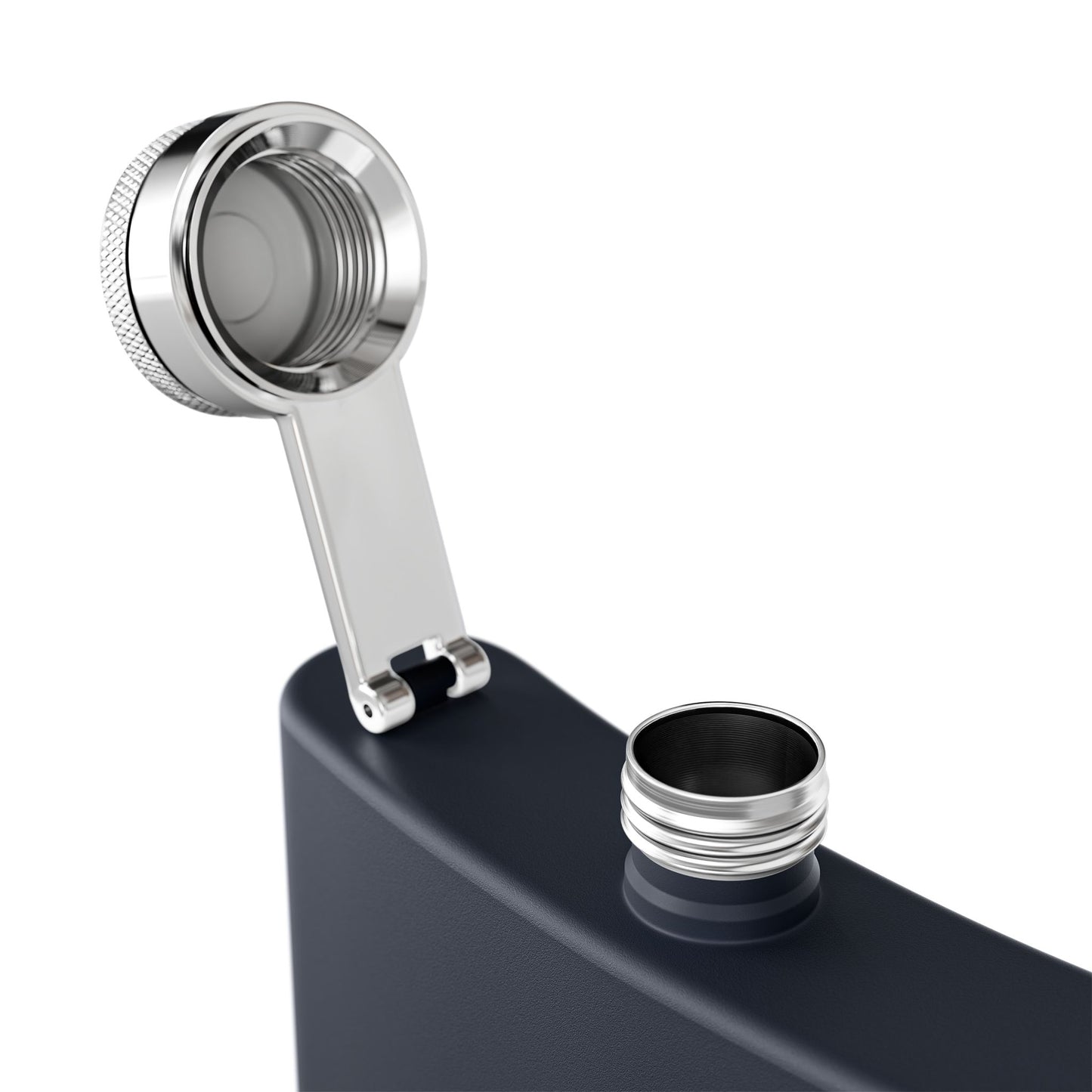 Stainless Steel Flask — MicroEdge Solutions Branded 6oz Hip Flask (Navy)