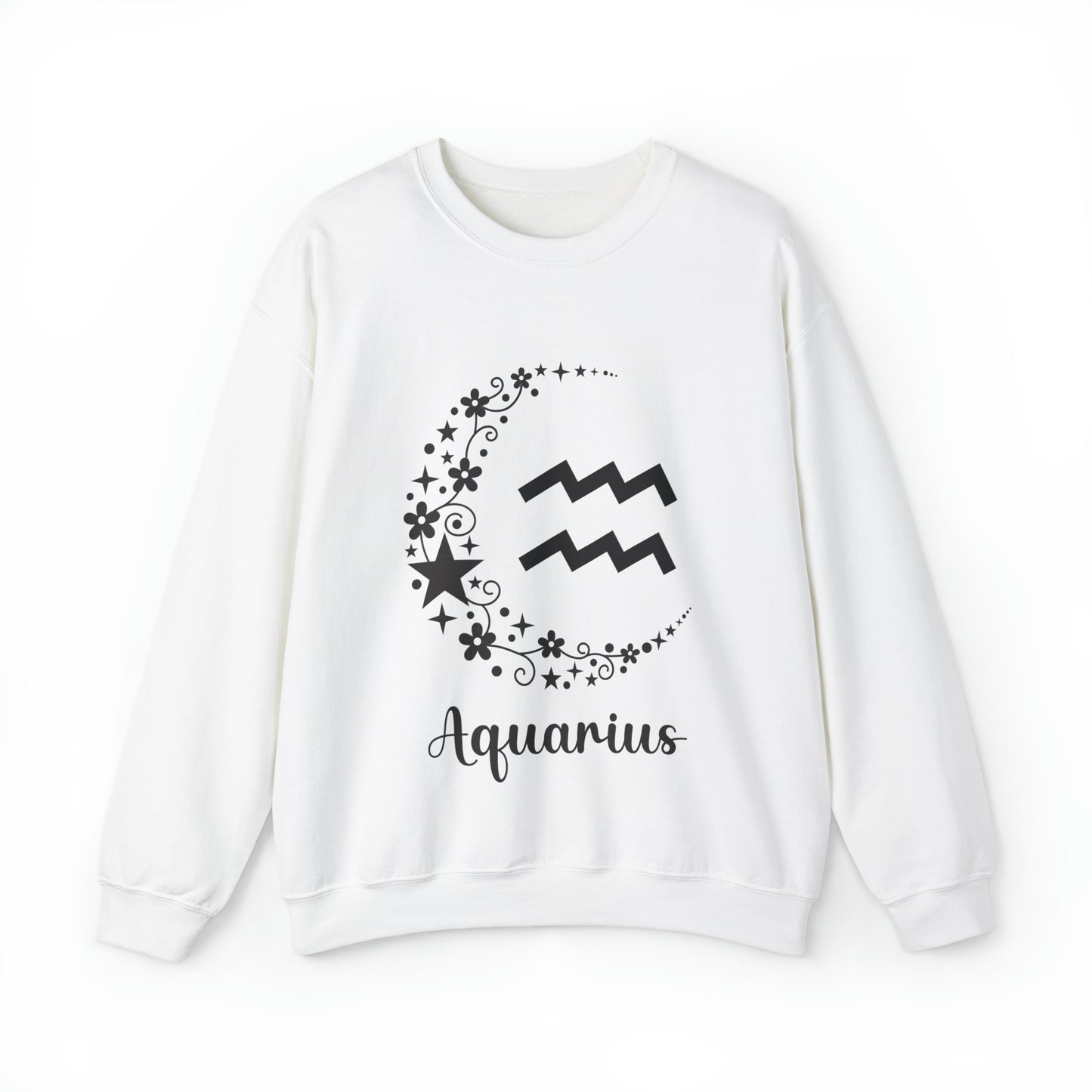 Aquarius Floral Moon Zodiac Unisex Heavy Blend™ Crewneck Sweatshirt