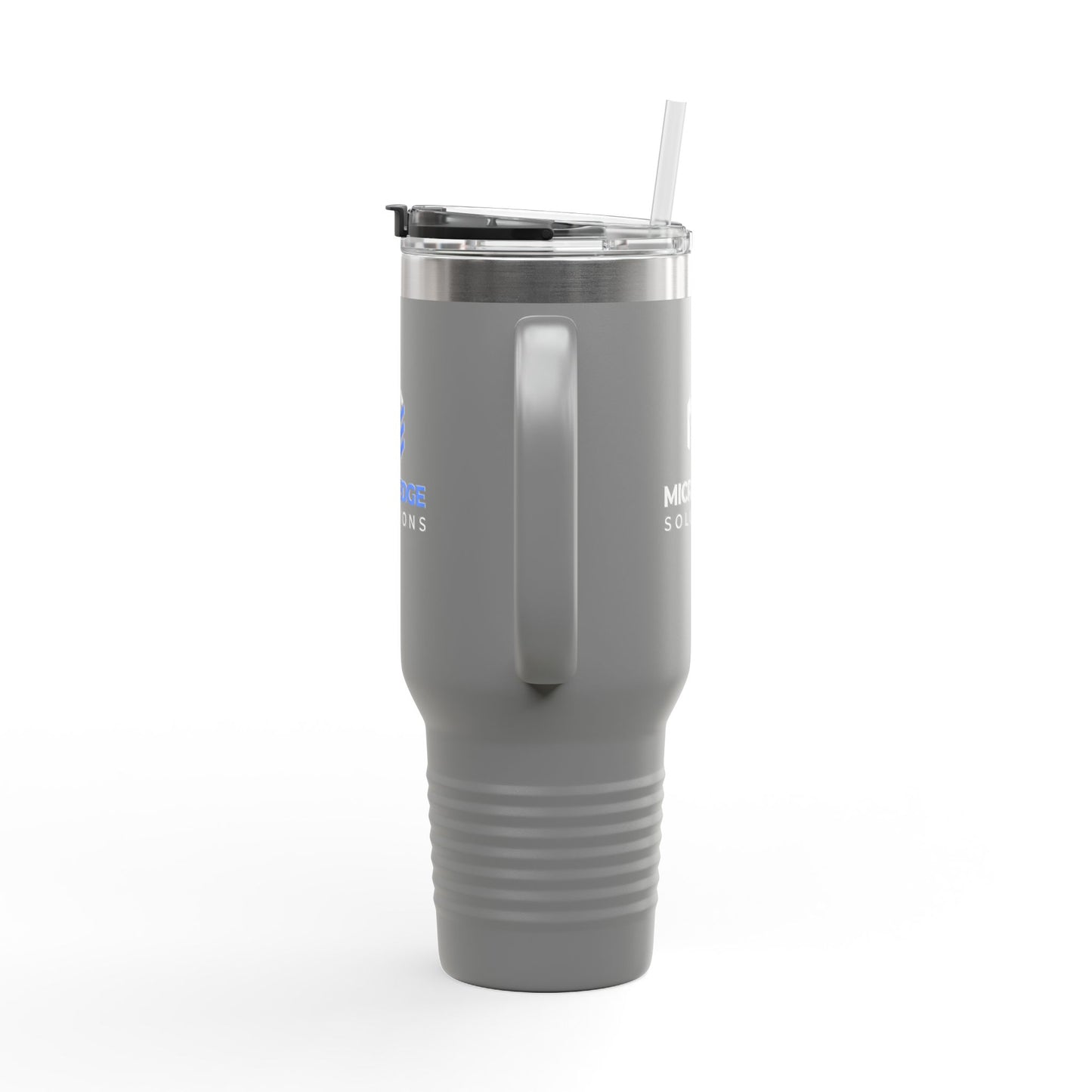 40oz Insulated Travel Mug with Handle — Micro Edge Solutions Logo Tumbler, Stainless Steel Vacuum Travel Cup