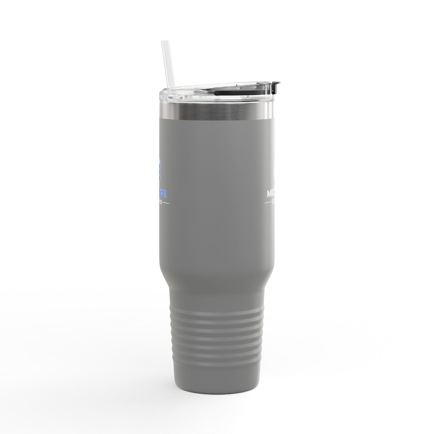 40oz Insulated Travel Mug with Handle — Micro Edge Solutions Logo Tumbler, Stainless Steel Vacuum Travel Cup
