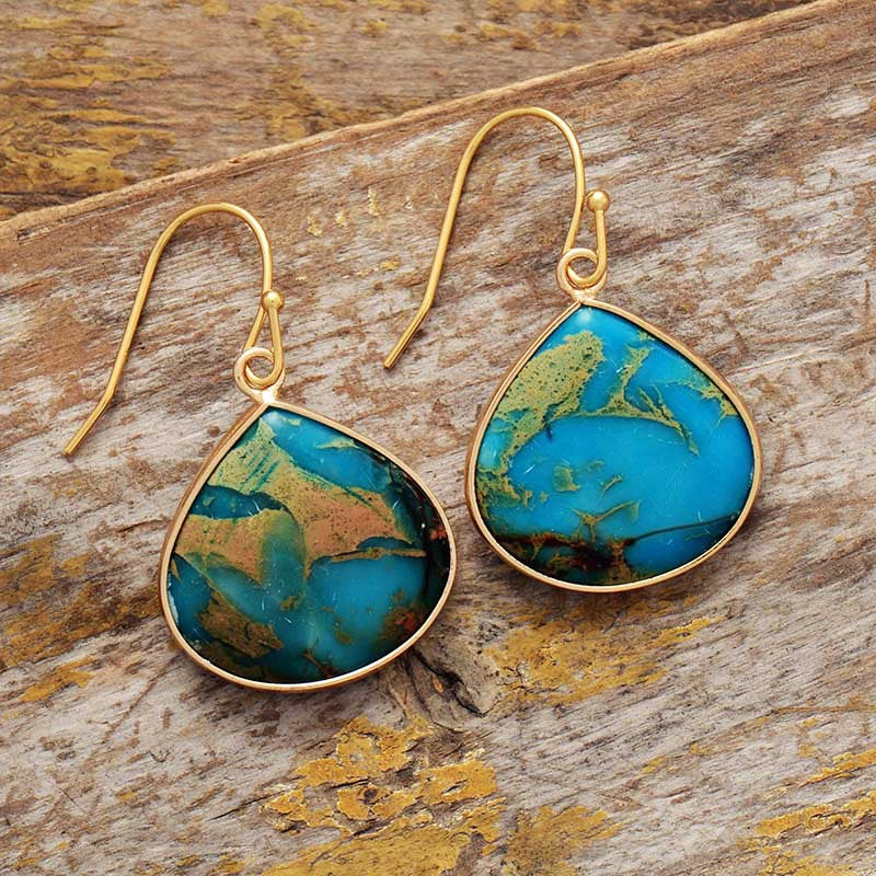 18K Gold-Plated Natural Stone Earrings