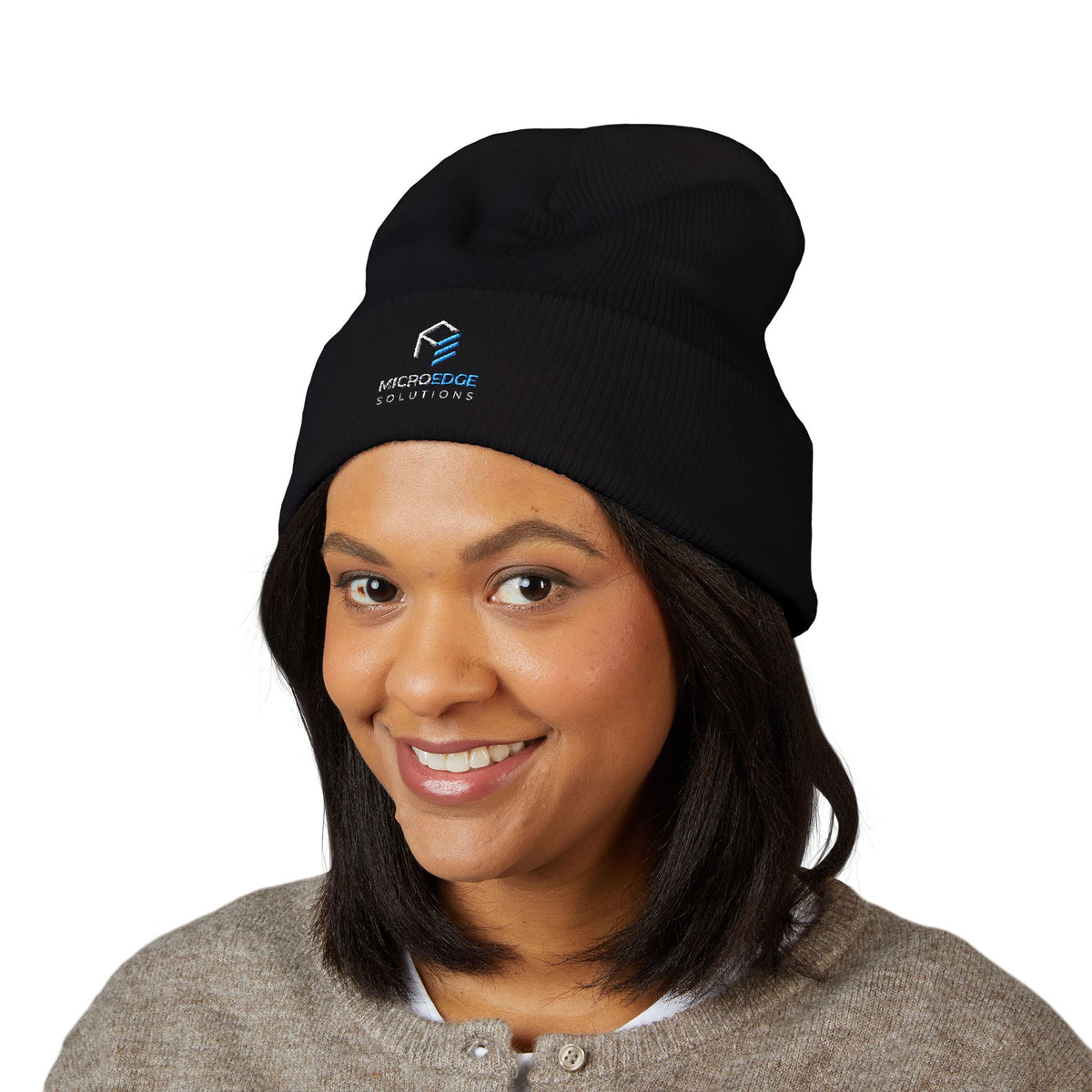 Embroidered Classic Cuff Beanie – MicroEdge Logo Knit Cap