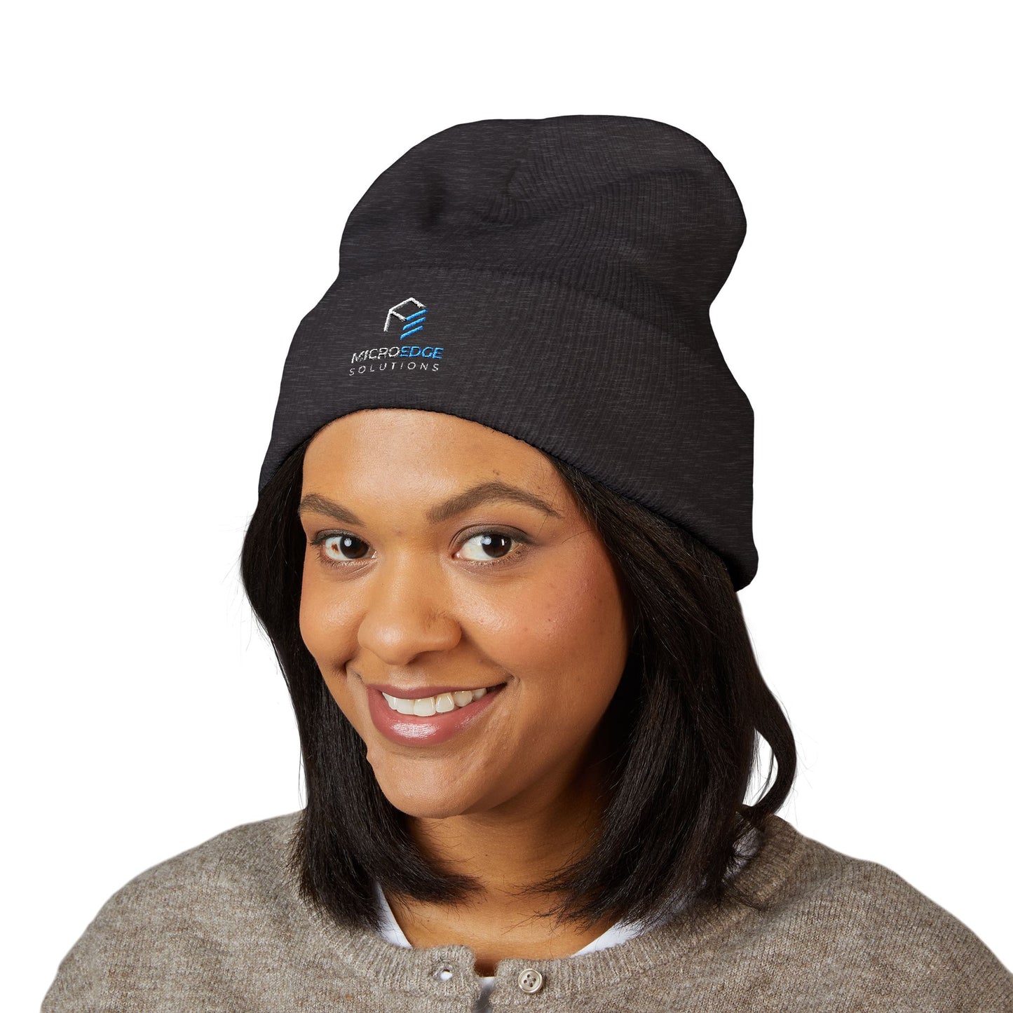 Embroidered Classic Cuff Beanie – MicroEdge Logo Knit Cap
