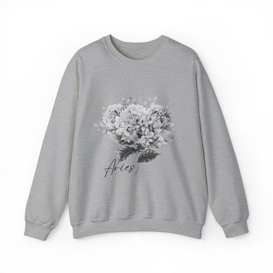 Aries Hydrangea Unisex Heavy Blend Crewneck Sweatshirt